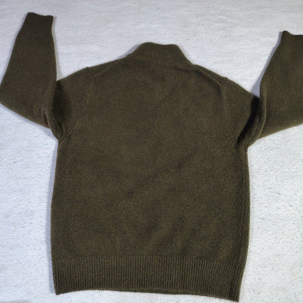 Uniqlo Sweater Mens Medium Green Wool Blend Heavyweight Knit 1/4 Zip Pullover - Picture 12 of 15